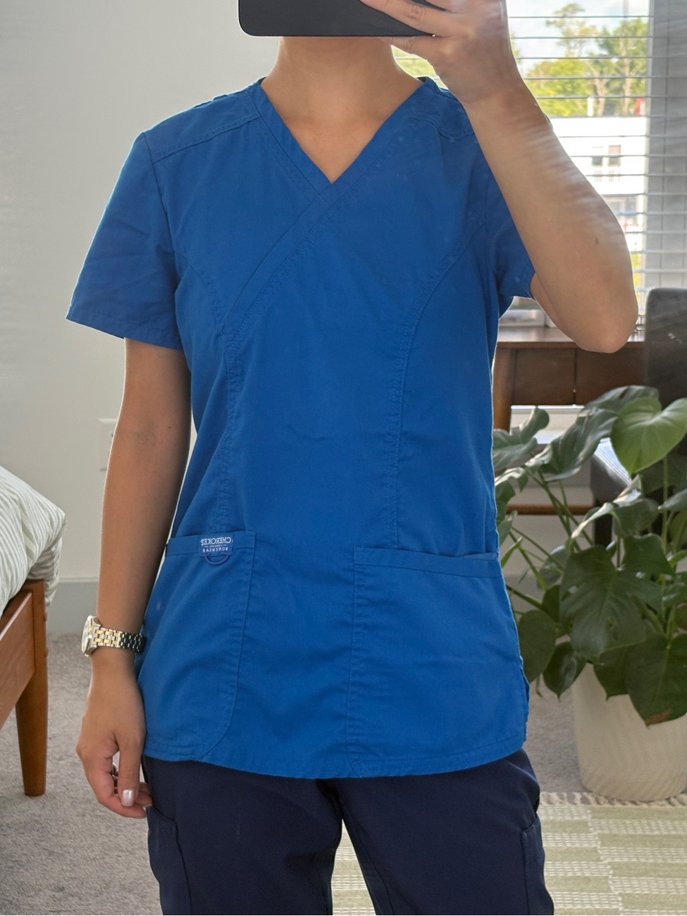 Royal Blue Women’s V-Neck Scrub Top